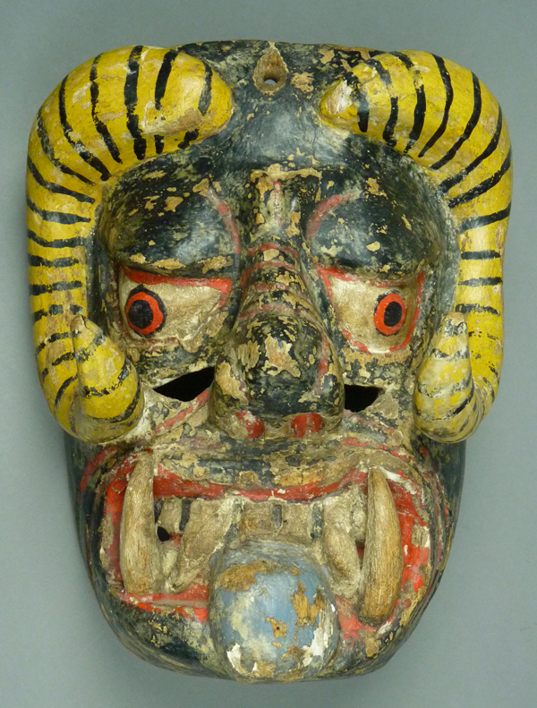 Large Mexican Decorative Indigenous Diablo Wall Mask.